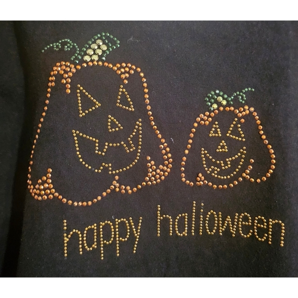 Woman's Plus Size Halloween Rhinestone Jack-O-Lantern Tee